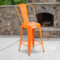 Flash Furniture CH-31320-24GB-OR-GG Metal Bar Stool in Orange